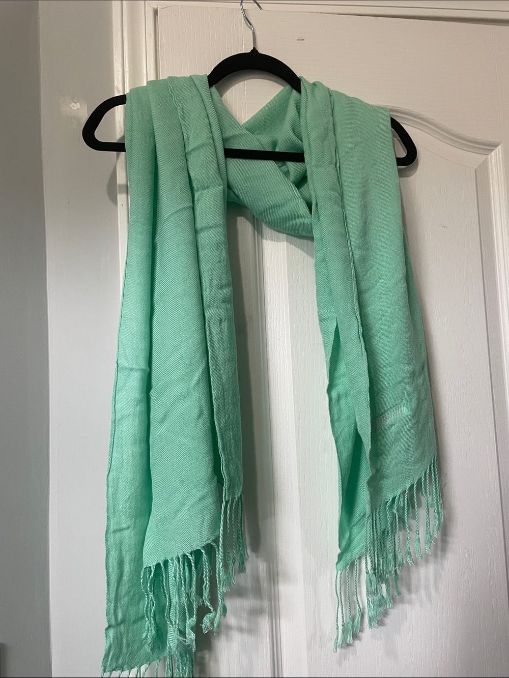 pashmina Mint Green Fringed Wrap Scarf